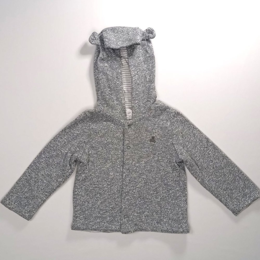 Baby Gap  Reversable Gray And White Hoodie US 12-18M